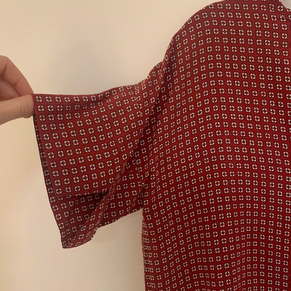 Madewell Red Print Silk Tee w/ Tie Back - Picture 7 of 8